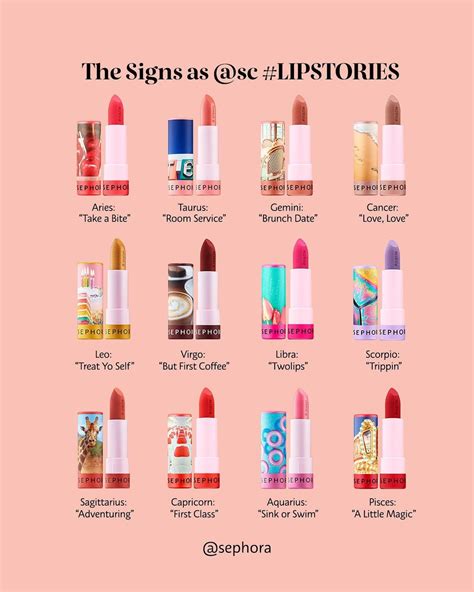 sephora lipstick color chart.